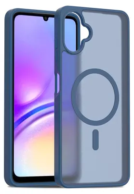 Obrázek produktu pro Magnetické pouzdro pro Samsung Galaxy A06, kompatibilní s MagSafe, matná průsvitná zadní strana, odolné proti nárazům Tmavě modrá