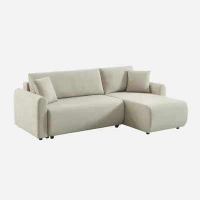 Immagine prodotto di Divano angolare reversibile in tessuto con contenitore, 3 posti, Beige