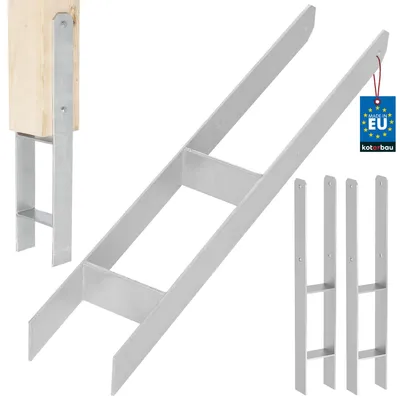 Produktbild von KOTARBAU® 2 Stk. H-Pfostenträger zum Einbetonieren 90 mm / 600 mm H-Anker aus galvanisch verzinkter Stahl Silber Pfostenanker Balkenschuhe Stützenfuß Pfostenschuh mit Betonanker Stahlträger Stahlanker