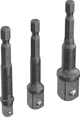 Obrázok produktu pre Sada adaptérov pre vŕtačky, 3 diely, šesťhranný na štvorhranný od WIESEMANN 1893 I Adaptér na nástrčné kľúče pre 1/4, 3/8, 1/2 palca I z CV ocele I 81048