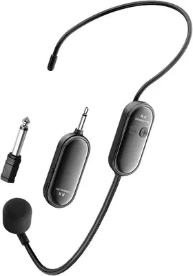 Immagine prodotto di Cuffie con microfono wireless, cuffie a 2,4 GHz, ricaricabili tramite USB-C, portata di 30 metri, per altoparlanti, amplificatori, impianti di traduzione, lezioni scolastiche, istruttori di fitness e guide turistiche