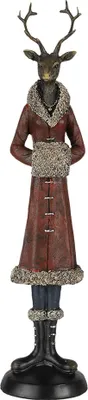 Immagine prodotto di Figurina di cervo Clayre & Eef 8x8x35 cm in poliresina rossa