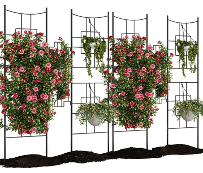 Produktbild von Pflanzrankgitter - Metall Rankhilfe - 2er Set 140x28 cm - Rostfrei für draußen - Kletterhilfe für Rosen und Kletterpflanzen - Schwarz