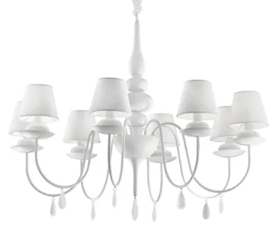Produktbild von Shabby Chic-Provençal Blanche Metall-Kronleuchter Weiß 8 Lichter E14