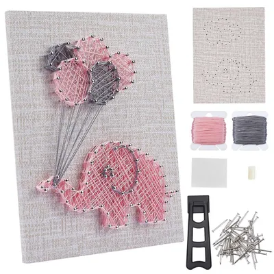 Produktbild von 3D String Art Kit Elefant für Anfänger & Erwachsene | DIY Bastelset mit Werkzeug & Anleitung