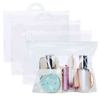 Produktbild von TRANKIELO® - 4 transparente Reiseetuis für Toilettenartikel - Wasserdicht aus PEVA - Auslaufsichere Reisetasche für Flüssigkeiten und Kosmetikprodukte