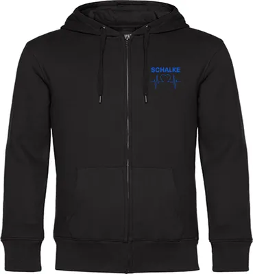 Produktbild von multifanshop Kapuzen Sweatshirt Jacke - Schalke - Herzschlag, schwarz, Größe XL