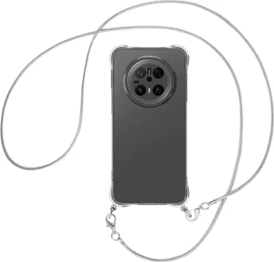 Produktbild von Handykette Backcover-Schutzhülle mit Band (Metall silberfarben) für Huawei Mate 70 - silberfarbene Snake-Kette