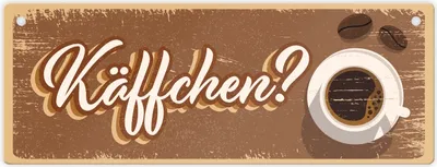 Produktbild von Metallschild mit trendigen Kaffee Motiven - Käffchen? für Kaffeetrinker