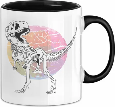 Produktbild von Dinosaurier Tasse Geschenk Skelett Tasse Geschenk Dino T-Rex Geschenk Für Jungs (Schwarz)