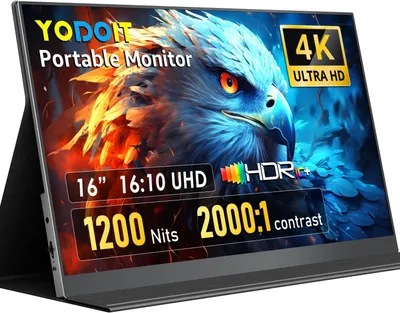 Imagen del producto de Monitor portátil de 16 pulgadas - Pantalla externa - Pantalla portátil - Monitor móvil - Monitor USB-C - Resolución 4K UHD
