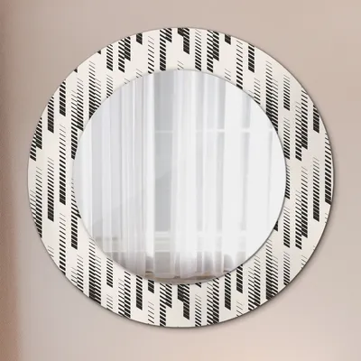 Produktbild von Ø50cm Spiegel - Glasrahmen mit Aufdruck - Wandspiegel Schlafzimmer - streifen muster