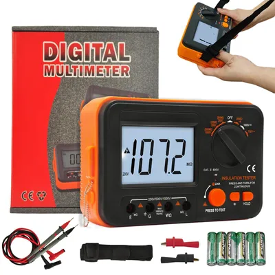 Zdjęcie produktu dla Megomierz, cyfrowy tester izolacji o rezystancji do 2000 MΩ z napięciami testowymi 250 V, 50 V i 1000 V DC