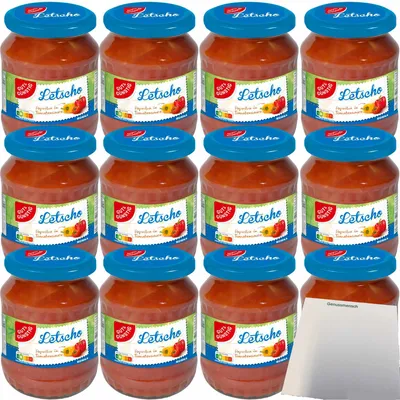 Produktbild von Gut & Günstig Letscho Paprika in Tomatensauce nach ungarischer Art 12er Pack (12x680g Glas) + usy Block