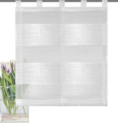 Produktbild von Home Wohnideen Schlaufenraffrollo Querstreifen Scherli "Gabi" 130 x 100 cm Weiss