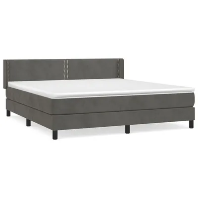 Image de vidaXL Lit boxspring avec matelas gris foncé 180x200 cm velours