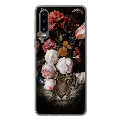 Produktbild von MuchoWow® Handyhülle Schutzhülle Hülle für Huawei P30 Blumen - Jan Davidsz de Heem - Tiger - Gemälde - Stillleben - Alte Meister Silikon Softcase Handy Hülle - Kartenbesitzer