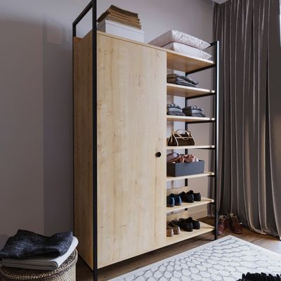 Skye Decor, Rüzgar- Rüzgar Trend Gardırop L613LCV, eichenfarbig, Kleiderschränke, 180x100x40 cm, 100% Melaminbeschichtete Partikelplatte