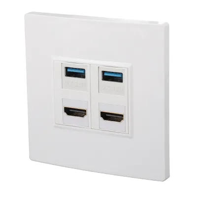 Image de Plaque murale HDMI Ethernet – 4 ports USB 3.0, 4K 60 Hz, connexion murale haut débit pour ordinateur, téléviseur, disque dur, projecteur