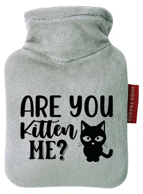 Produktbild von Huuraa Mini-Wärmflasche Are you kitten me Katze 0,2 Liter Grey Mini Veloursbezug Taschenwärmer Geschenkidee