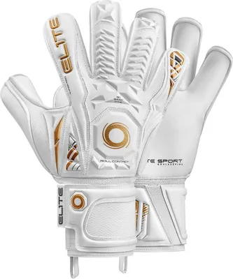 Produktbild von Elite Sport Black Real Torwarthandschuhe - Weiß / Gold | Größe: 8