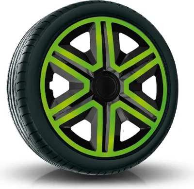 Produktbild von Radkappen Radzierblenden (4Stück) 15 Zoll grün/schwarz ACTION Z458567