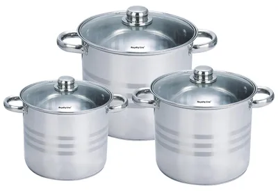 Produktbild von Royalty Line 6-Teilige Edelstahltöpfe mit Glasdeckel