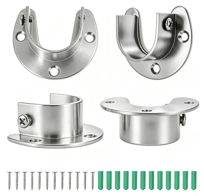 Kleiderstangenhalter, 4 Stück, Edelstahl, silber, U-förmig
