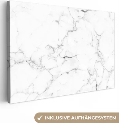 Produktbild von OneMillionCanvasses® - Leinwandbilder - 150x100 cm, Marmor - Weiß - Grau - Luxus - Marmoroptik - Strukturiert, Wandbilder Kunstdruck Wanddekoration