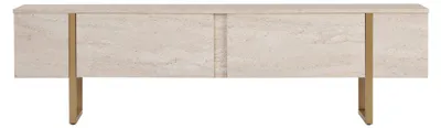 Produktbild von Skye Decor, Hochwertiger TV-Ständer, Travertin und Gold, 180 x 50 x 30 cm | 100% melaminbeschichtete Spanplatte, 18 mm dick | Moderner, eleganter Stil für Ihr Zuhause.