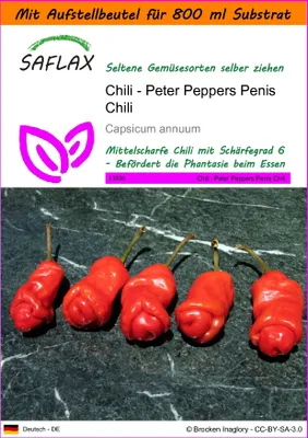 Produktbild von SAFLAX Garden in the bag - Chili - Peter Peppers Penis Chili - Capsicum annuum - 10 Samen - Mit Anzuchtsubstrat im praktischen, selbst aufstellenden Beutel