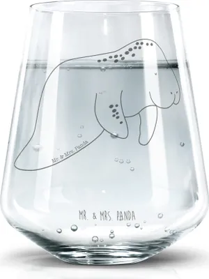 Produktbild von Mr. & Mrs. Panda Glas Seekuh Chillen - Transparent - Geschenk, getränkebecher, Tumbler, Trinkglas, Essen, Abnehmen, Zucker, Wasserglas, Becherglas, Seekühe, Meer