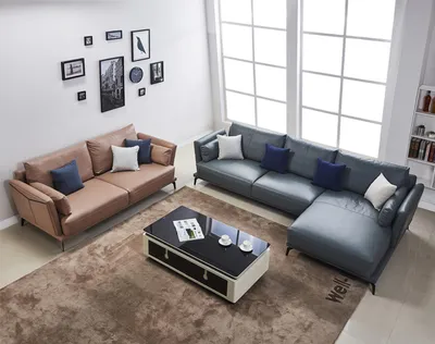 Immagine prodotto di Divano angolare di design divano zona giorno divano a L imbottito divani in pelle divani in pelle