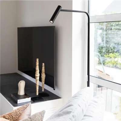 Produktbild von Atmooz Pomery Stehleuchte – Integrierte LED – Schwarz – Bodenleuchte – Tischleuchte – Wohnzimmer – Höhe 146 cm – Metall