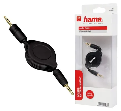 Immagine prodotto di Cavo jack 3,5 mm roll-up placcato oro 1,1 m nero