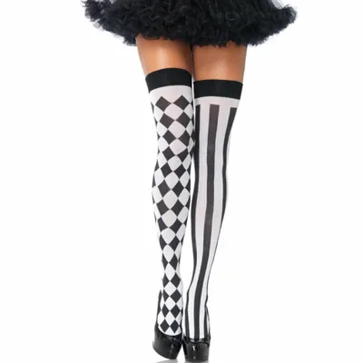Immagine prodotto di Leg Avenue - Calzini Alti Arlecchino Bianco/Nero