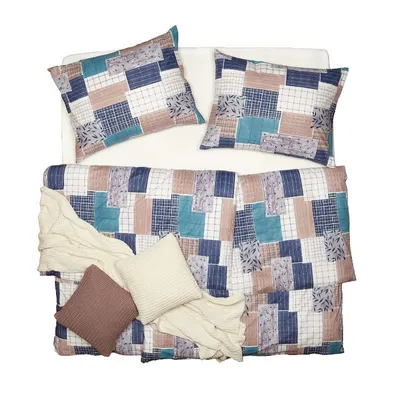 Obrázek produktu pro SCANquilt povlečení KLASIK patchwork modrohnědá 100% bavlna 140 x 200/70 x 90 cm