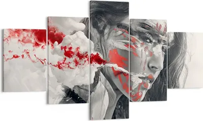 Produktbild von Bild auf Leinwand - Leinwandbild - Frau Gesicht Kunst - 125x70cm - Wand Bild - Wanddeko - Leinwanddruck - Bilder - Kunstdruck - Wanddekoration - Leinwand bilder - Wandkunst - EA125x70-3867