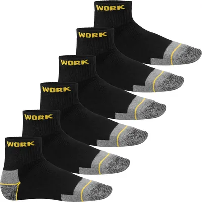 Produktbild von MT Herren Arbeits- und Freizeitsocken (6 Paar) Robuste Work Kurzschaft Socken - Schwarz-Gelb 43-46