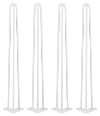 Image de Pied de table en épingle à cheveux - Pied de meuble en métal - Hauteur 71 cm - Pied en épingle à cheveux pour piètement de table - Blanc