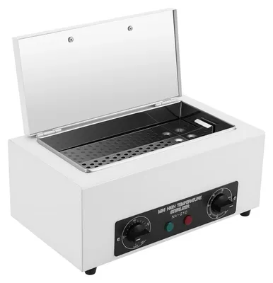Zdjęcie produktu dla Sterylizator do narzędzi do paznokci – sterylizator suchy – 300 W – 2 l – 50–220°C – timer 0–60 min – wtyczka UE 220 V – biały