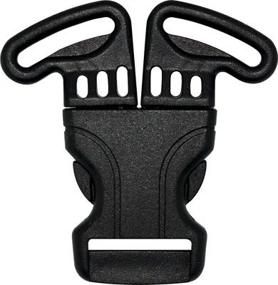 Produktbild von maDDma Steckverschluss Gurtschließe, Kunststoff, schwarz, für 3-Punkt-Sicherheitsgurte, Maße ca. 71x68 mm, Durchzug 25 mm, 3-teilig, ideal für Rucksäcke, Taschen, Geschirre, hochwertig