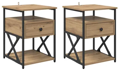 Zdjęcie produktu dla Szafka Nocna z szufladą 2 pcs Dąb rzemieślniczy 40 x 42 x 55 cm