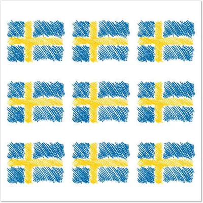 Produktbild von PAPSTAR Servietten 3-lagig, 33x33 cm, "Sverigeflagga" | Folie (20 Stück)