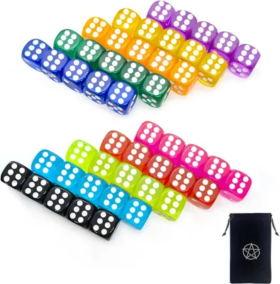 Imagen del producto de Dados de 50 unidades, de 6 caras, de 14 mm, de colores variados, para juegos de mesa