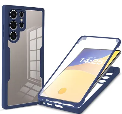 Produktbild von 360 Grad Rundum Schutz Handyhülle für Samsung Galaxy S24 Ultra Full Cover Vollschutz Case Farbe: Blau