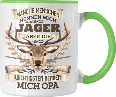 Produktbild von Trendation - Opa Jäger Spruch Geschenk Tasse Jagen Die Wichtigsten Nennen Mich OPa (Grün)