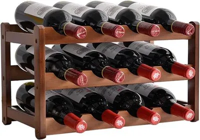 Immagine prodotto di Scaffale in legno a 3 ripiani per 12 bottiglie, indipendente, espositore