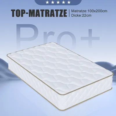 Zdjęcie produktu dla Wygodny materac sprężynowy kieszeniowy, 100x200 cm, o grubości 22 cm, z 7-strefowym systemem wsparcia i cichymi sprężynami