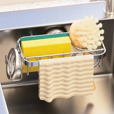 Produktbild von Famanu Sponshalter 4-in-1 - Edelstahl, mit Saugnapf